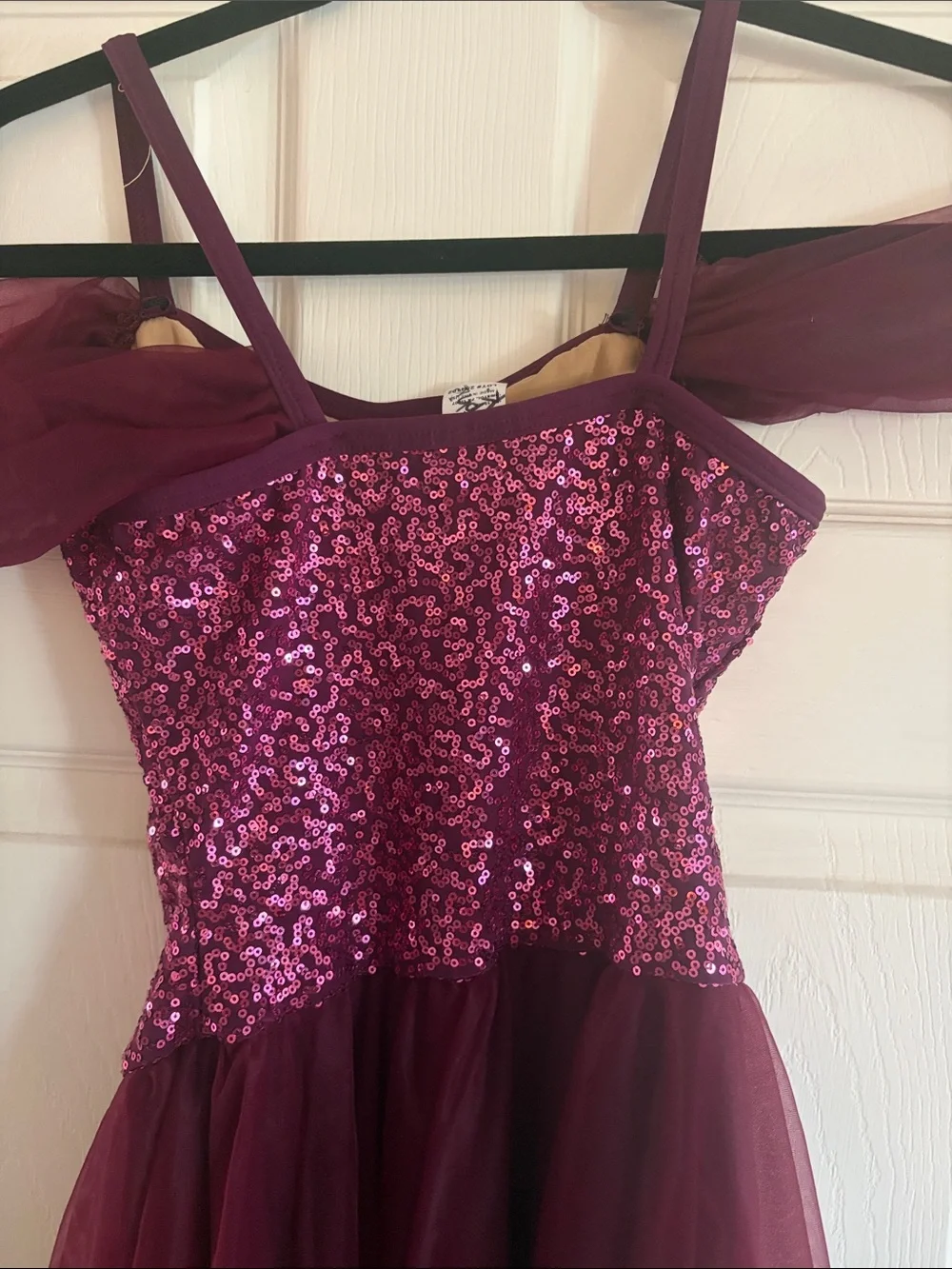Burgundy Sequin Tulle Dance Dress - Women